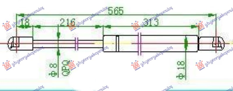 AMORTIZER GEPEK VRATA 5 VRATA (565L-360N) OPEL CORSA B 1997-2000 (S93)