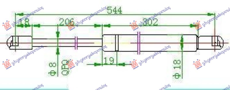 AMORTIZER GEPEK VRATA 3 VRATA (543.5L-360N) OPEL CORSA B 1997-2000 (S93)