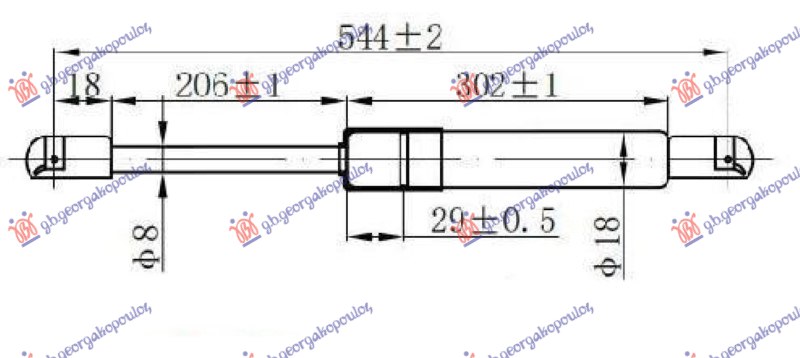AMORTIZER GEPEK VRATA 3 VRATA (544L-320N) OPEL CORSA B 1997-2000 (S93)