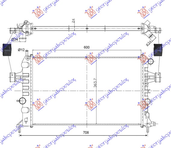 HLADNJAK MOTORA 1.4/1.6/1.8 (+AC) (60x37) OPEL ASTRA G 1998-2004 (T98/F35)