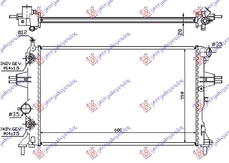 HLADNJAK MOTORA 1.4/1.6/1.8 (AUTO) (+AC) (60x37) OPEL ASTRA G 1998-2004 (T98/F35)