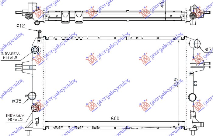HLADNJAK MOTORA 2.0/2.2 TD DIZEL (AUTO) (600x370) OPEL ZAFIRA 1999-2005 (T98)