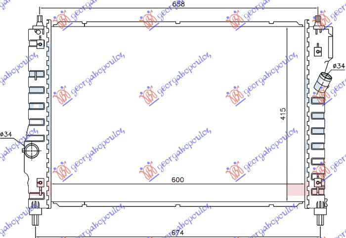 HLADNJAK MOTORA 1.6 16v BENZIN (MAN) (600x415x16) (KOYO) DAEWOO KALOS-AVEO SDN-L/B 2002-2005 (KLAS)