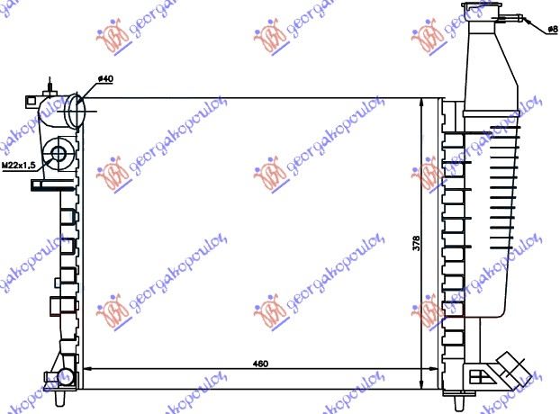 HLADNJAK MOTORA 1.1cc (+/-AC) (46x37.8x23) CITROEN BERLINGO 1996-2002 (MF)