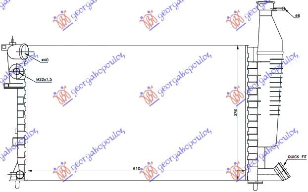 HLADNJAK MOTORA 1.4/1.6/1.8 (+/-AC) (61x37.7x23) CITROEN BERLINGO 1996-2002 (MF)