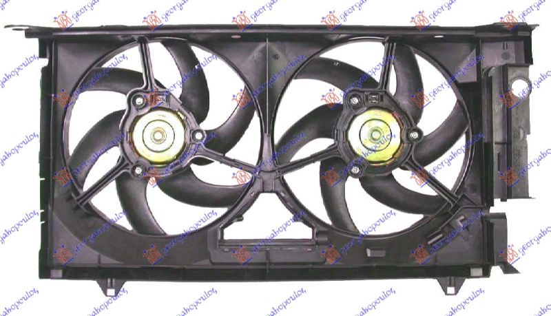 VENTILATOR (DUPLI) KOMPLET (DIZEL) (+AC) (340/340mm) (2+2 PIN) CITROEN BERLINGO 1996-2002 (MF)