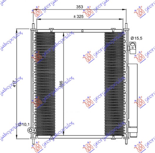 HLADNJAK KLIME 1.2/1.4 BENZIN (325x395x16) (-2004) HONDA JAZZ 2001-2008 (GD/GE3/GE2)