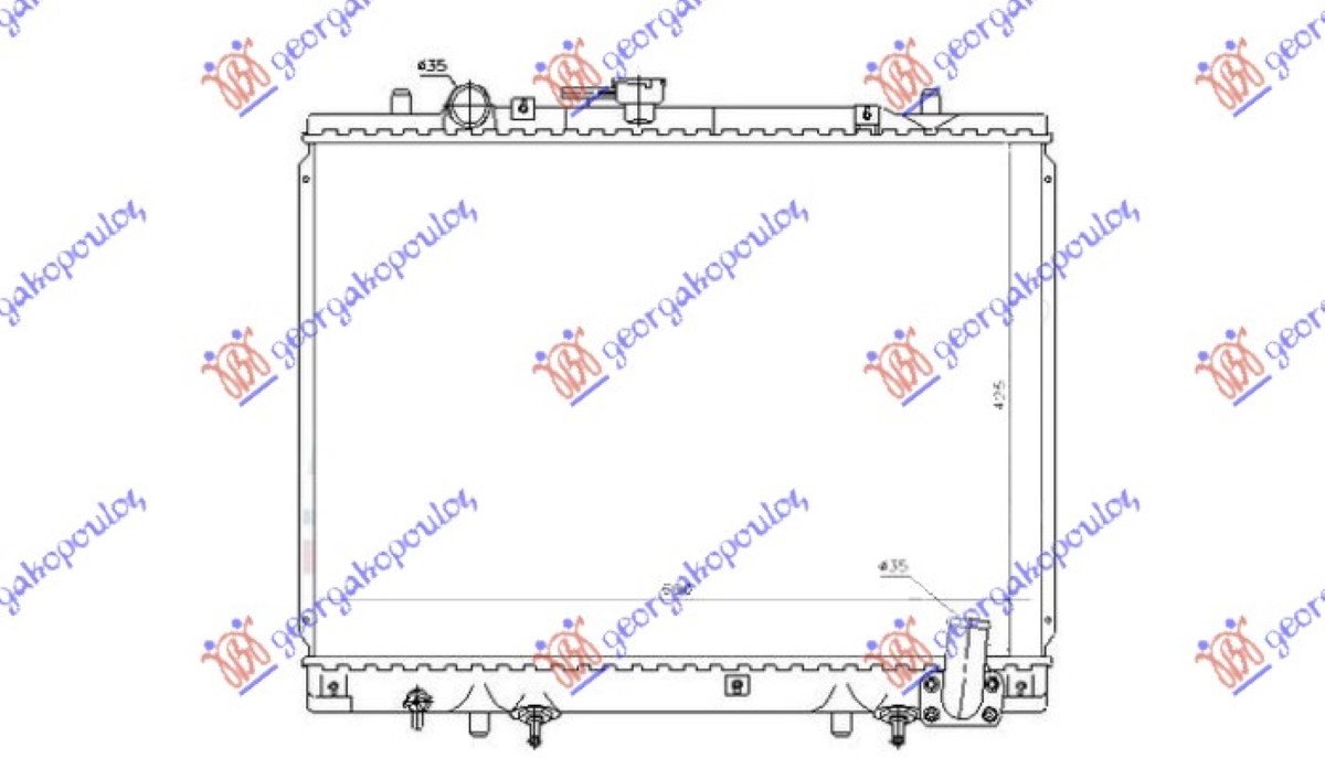 HLADNJAK MOTORA 2.5 DIZEL (AUTOMATSKI) (425x600) (KOYO) MITSUBISHI P/U L200 1997-1999 (K7T/K6T/K5T)