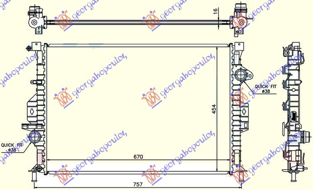 HLADNJAK MOTORA ZA SVE MODELE BENZIN/DIZEL (MAN) (670x454x16) LAND ROVER FREELANDER  2007-2014 (L359)