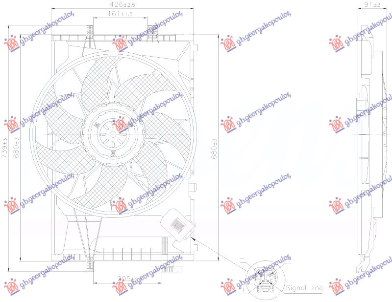 VENTILATOR KOMPLET BENZIN/DIZEL (600W) MERCEDES C CLASS SDN/S.W. 2000-2003 (W203)