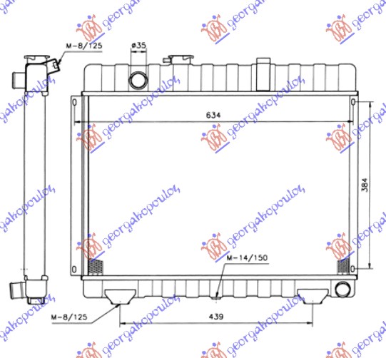 HLADNJAK MOTORA 2.4cc DIZEL (41x62) 76-86 MERCEDES 207/307 1977-1995