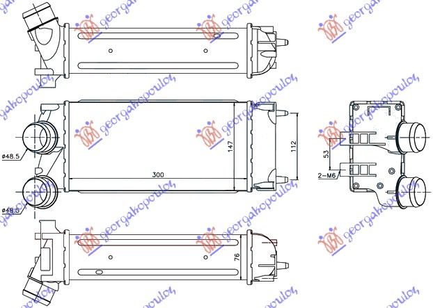 HLADNJAK INTERKULERA 1.6 HDI (30x150x80) 09- PEUGEOT 308 I 2008-2013 (4B/4A/4C)