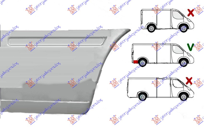 KRAJ ZADNJEG BLATOBRANA (ZADNJI DEO) (1950mm) VW LT 1998-2006 (2D)