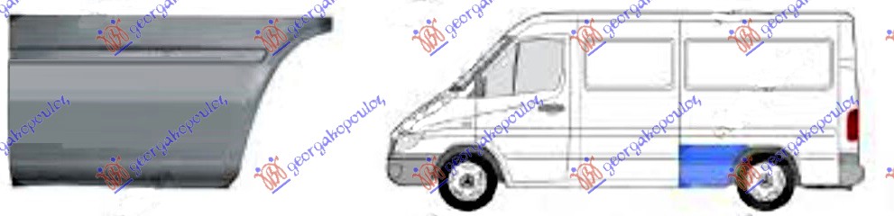 KRAJ ZADNJEG BLATOBRANA (PREDNJI DEO) (1950mm) VW LT 1998-2006 (2D)