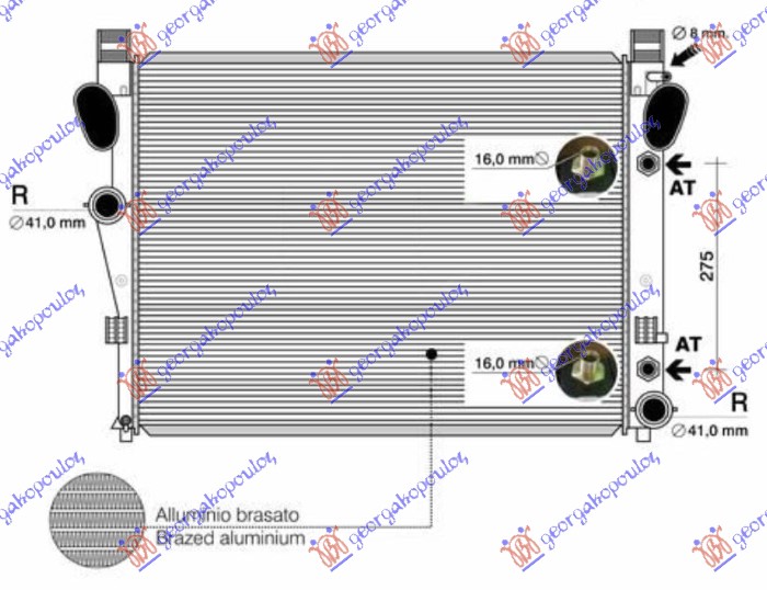 HLADNJAK MOTORA 5.0/5.5/5.8/6.0 BENZIN - 3.2/4.0/4.3 DIZEL (MANUELNI/AUTOMATSKI) (641x469) MERCEDES S CLASS 1998-2005 (W220)