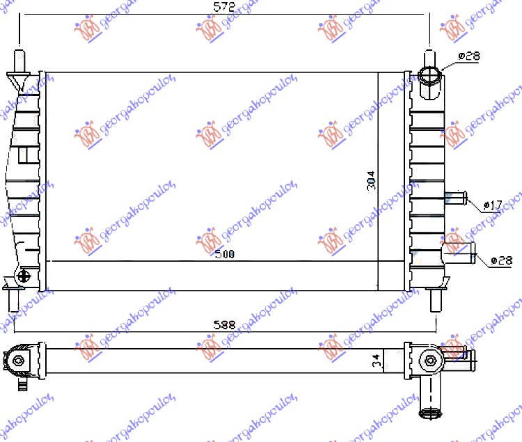 HLADNJAK MOTORA 1.1/1.3CC (50x31) FORD FIESTA 1996-1999 (JA)