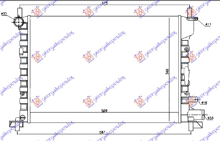 HLADNJAK MOTORA 1.2/1.3/1.4/1.6/1.7V (+AC) (52x37.8) FORD PUMA 1998-2002 (EC)