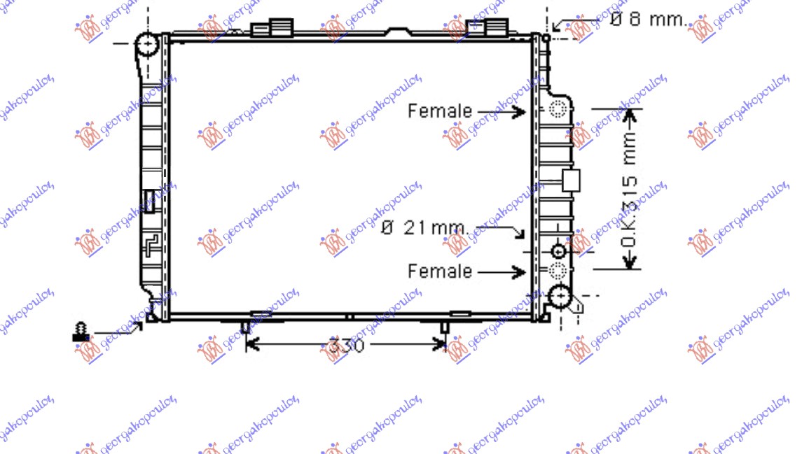 HLADNJAK MOTORA 3.0 TD (AUTO) (64x48.9) MERCEDES E CLASS 1996-1999 (W210)