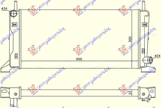 HLADNJAK MOTORA 1.4/1.6 XR3 (60.3x29.8) FORD ESCORT IV 1986-1988 (AWF/AVF)