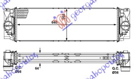 HLADNJAK INTERKULERA DIZEL (640x200x64) BRZA SPOJNICA MERCEDES SPRINTER 210-519 2013-2018 (W906)