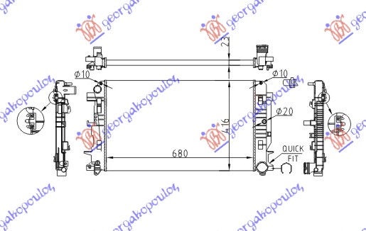 HLADNJAK MOTORA 2.2 Cdi (MAN) (-AC) (67.7x41.5x23) MERCEDES SPRINTER 208/408 2006-2013 (W906)