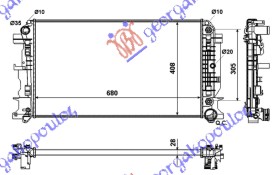 HLADNJAK MOTORA 2.2 Cdi (AUTO) (+AC) (67.7x415x34) MERCEDES SPRINTER 208/408 2006-2013 (W906)