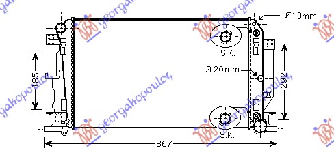 HLADNJAK MOTORA 2.2/3.0 Cdi/3.5i 24V (AUTO) (-AC) (67.7x41) MERCEDES SPRINTER 208/408 2006-2013 (W906)