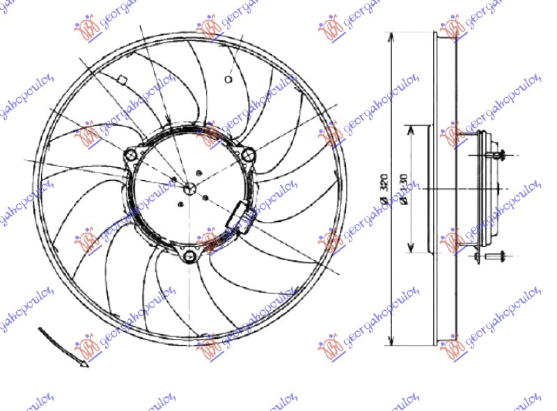 VENTILATOR KLIME KOMPLET (2.0/2.1/2.5/3.0TDi) MERCEDES SPRINTER 208/408 2006-2013 (W906)