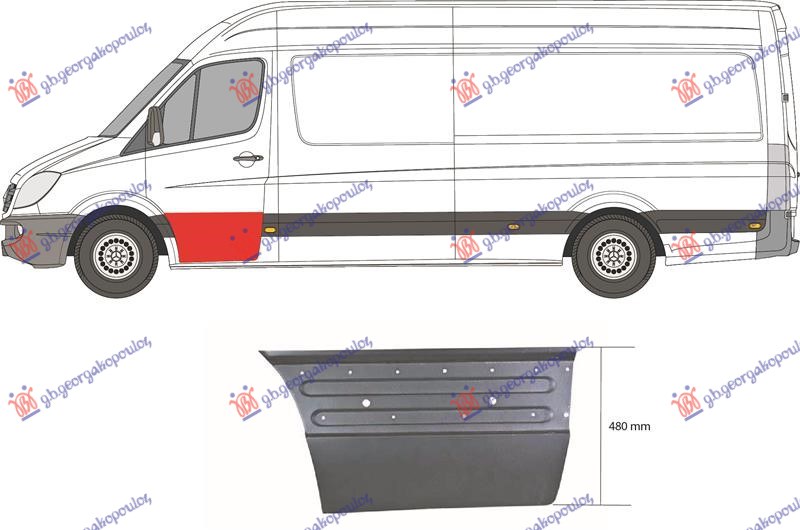 OPLATA PREDNJIH VRATA DONJA (DUZINA 89cm VISINA 47cm) MERCEDES SPRINTER 208/408 2006-2013 (W906)