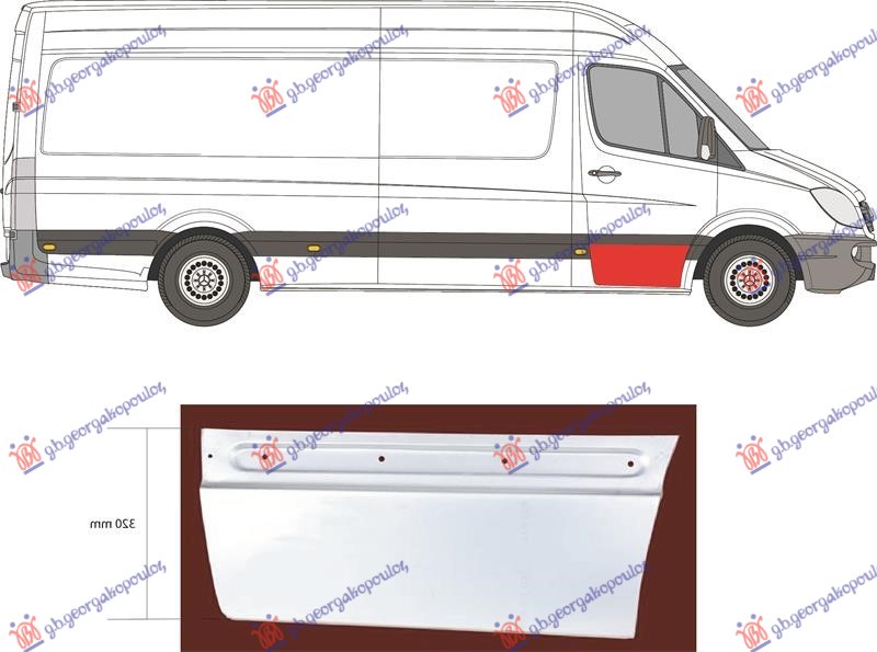 OPLATA PREDNJIH VRATA DONJA (DUZINA 78cm VISINA 32cm) VW CRAFTER 2006-2017 (2E/2F)