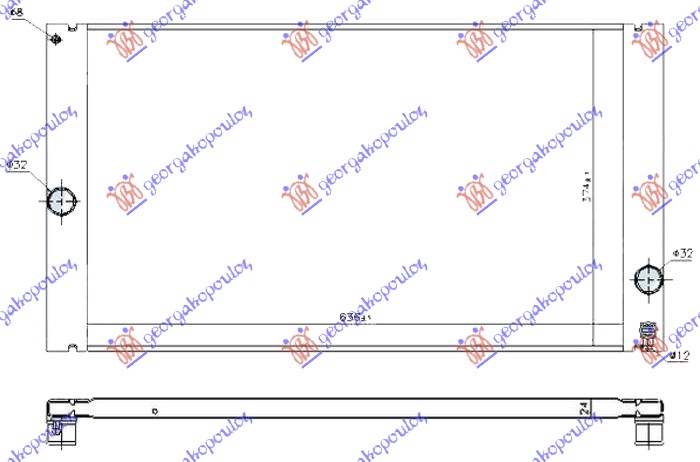 HLADNJAK MOTORA 2.4/2.5 BENZIN / 2.0 D DIZEL (635x375x22) (CEO ALUMINIJUM) VOLVO C30 2010- (533)