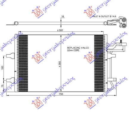 HLADNJAK KLIME BENZIN/DIZEL (630x380) 14.4mm VOLVO C30 2010- (533)
