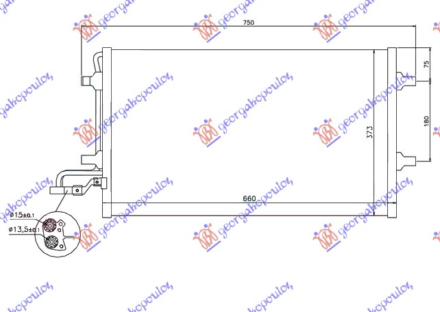 HLADNJAK KLIME BENZIN/DIZEL (590x380) 15mm VOLVO C30 2010- (533)