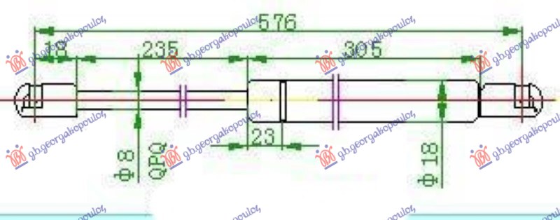 AMORTIZER GEPEK VRATA 93- (576L-310N) MAZDA 121 H/B 1989-1991 (DA/DB)