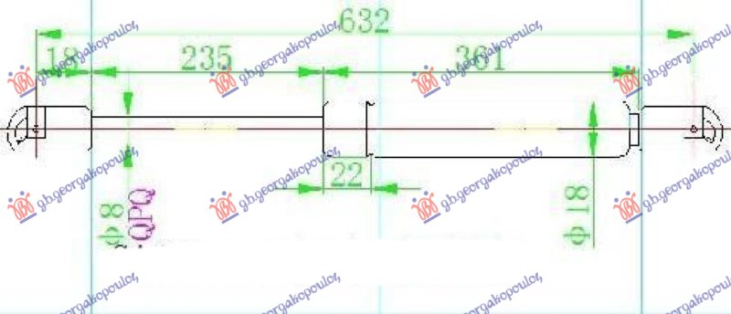 AMORTIZER GEPEK VRATA (632L-490N) CITROEN C8 2002-2014 (EA/EB)