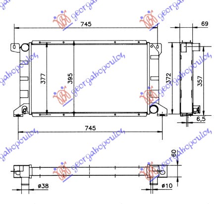 HLADNJAK MOTORA 2.5 TD (60x33.5) FORD TRANSIT 1992-1995 (E)