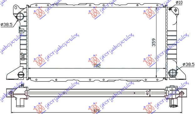 HLADNJAK MOTORA 2.5D/2.5TD (+AC) (70.2x36) FORD TRANSIT 1995-2000 (E)