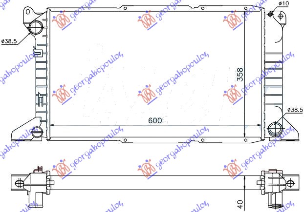 HLADNJAK MOTORA 2.5 TD (-AC) (60x36) FORD TRANSIT 1995-2000 (E)