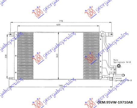 HLADNJAK KLIME BENZIN/DIZEL (65x36.5)  TRANSIT 95-00