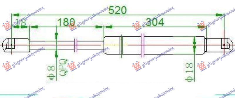 AMORTIZER GEPEK VRATA (L/B) (520L-665N) NISSAN PRIMERA 1996-1999 (P11)