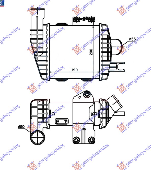HLADNJAK INTERKULERA 2.0 CRDI (190x205x90) HYUNDAI TUCSON I 2004-2010 (JM)