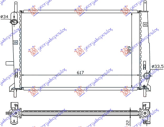 HLADNJAK MOTORA 1.6/1.8/2.0Icc 16V (+/-AC) (62x39.5) FORD MONDEO 1996-2000 (BAP)