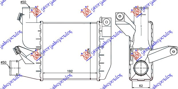 HLADNJAK INTERKULERA 2.5 TD (192x204x62) BMW SERIES 7 1995-2002 (E38)
