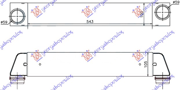 HLADNJAK INTERKULERA 2.0-2.5-3.0 (520D-525D-530D) DIZEL (543x100x105) BMW SERIES 5 2003-2010 (E60/E61)