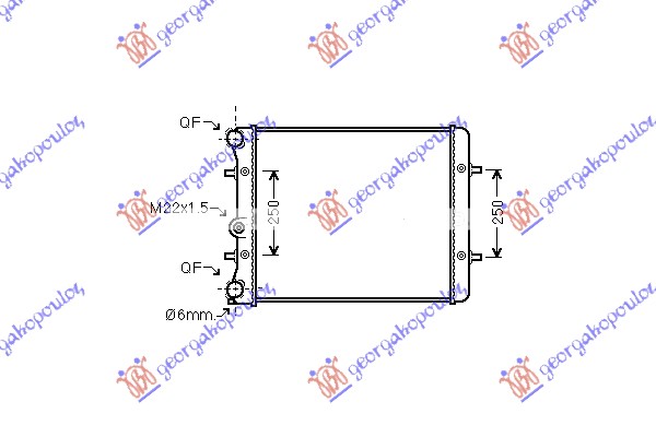 HLADNJAK MOTORA 1.4/1.6 (MAN) (-AC) (43x41.5x2.3) VW GOLF 4 1998-2004 (1J1/1J5)