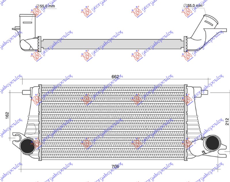 HLADNJAK INTERKULERA 1.6 SX JCW BENZIN (510x261) MINI COOPER/ONE 2006-2011 (R56)