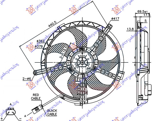 VENTILATOR KOMPLET (2 PIN) MINI CLUBMAN 2006-2010 (R55)