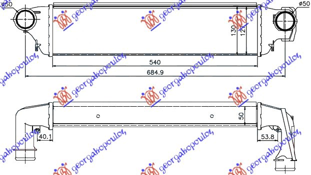 HLADNJAK INTERKULERA 2.0TD (54x129x50) (50-50) BMW SERIES 3 SDN 1999-2002 (E46)