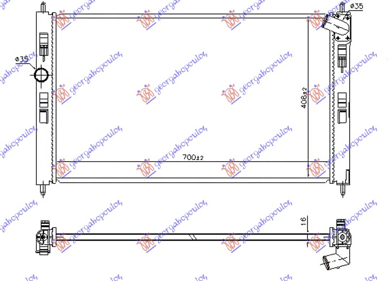 HLADNJAK MOTORA 1.6/1.8 16v BENZIN (700x410x16) 14- PEUGEOT 4008 2012-2017