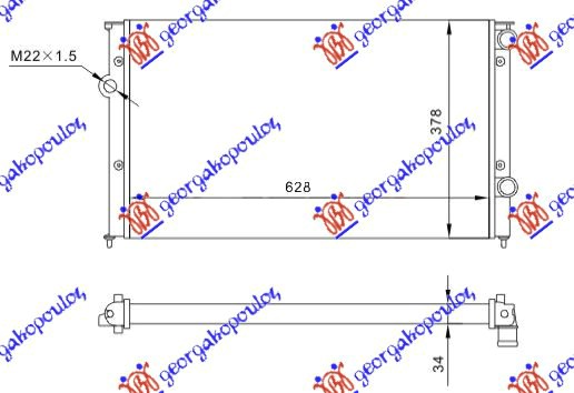 HLADNJAK MOTORA 1.9 TDI (62.5x37.9x3.2) VW GOLF 3 1992-1998 (1H1/1H5)